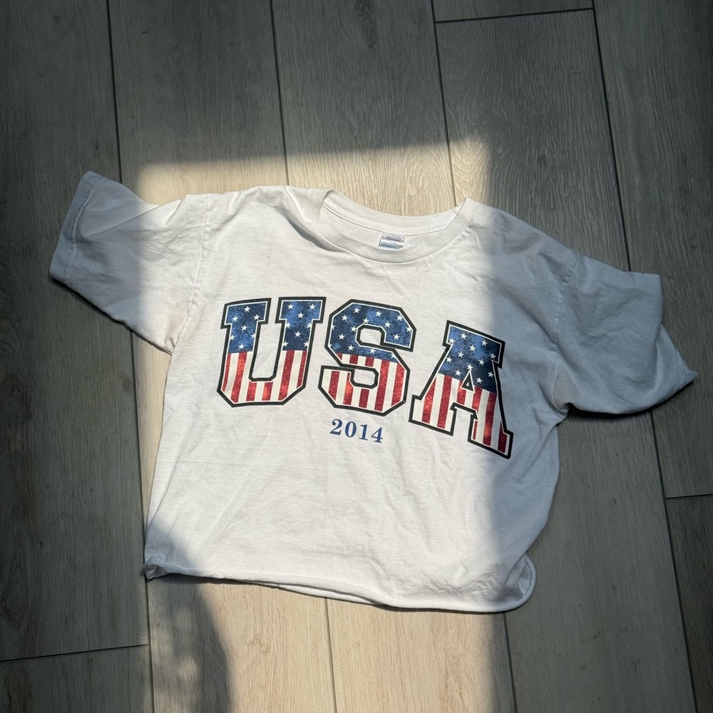 USA red, white & blue cotton crop top